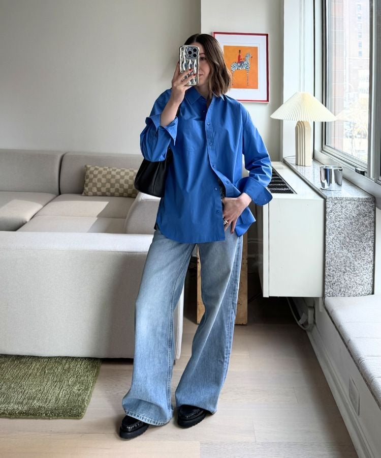 Oversized Shirt With Wide Leg Jeans Oversized Shirt With Wide Leg Jeans — Trendy Casual Birthday Outfit