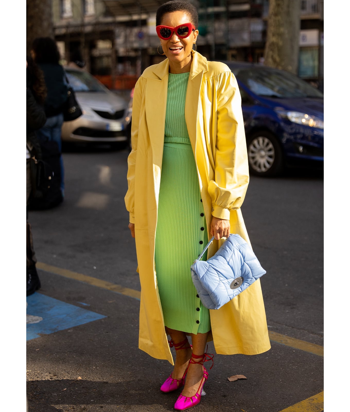 Bright Coat Over Ribbed Dress Bright Coat Over Ribbed Dress — Trendy Casual Birthday Outfit