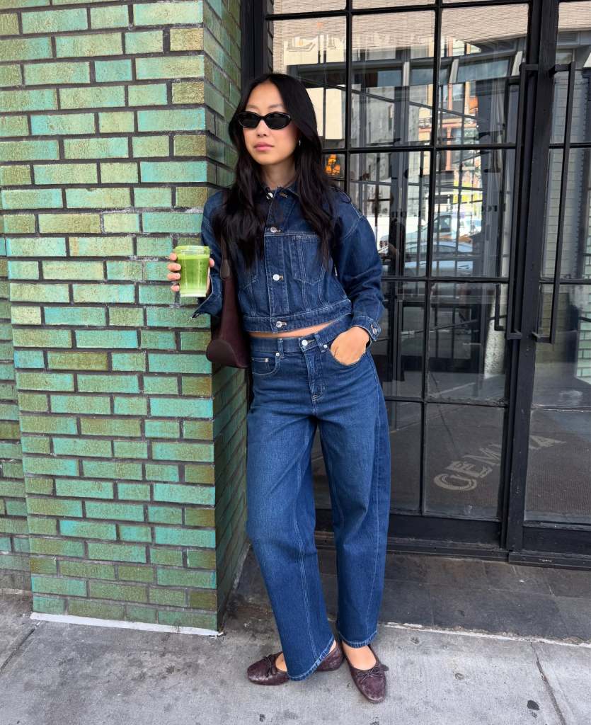 Denim Jacket and Wide Leg Jeans — Trendy Casual Office Outfit
