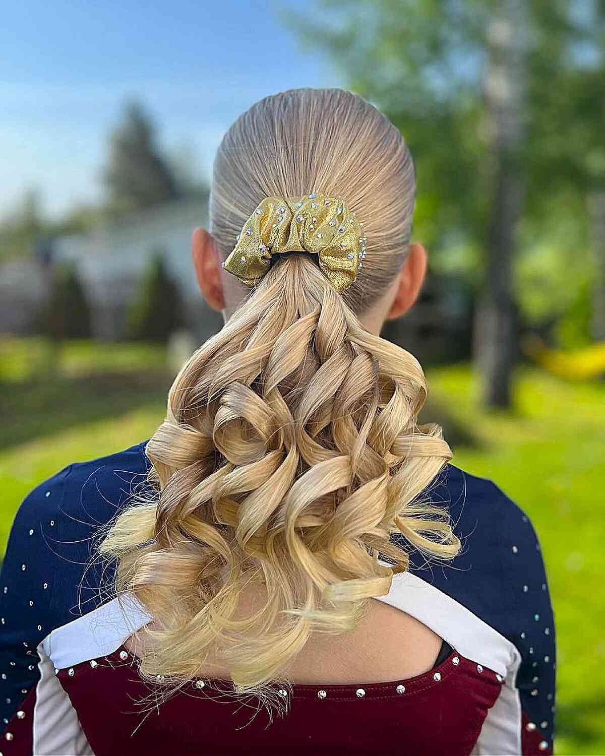 Mid-Back High Ponytail With Curls — Trendy Cheer Hair