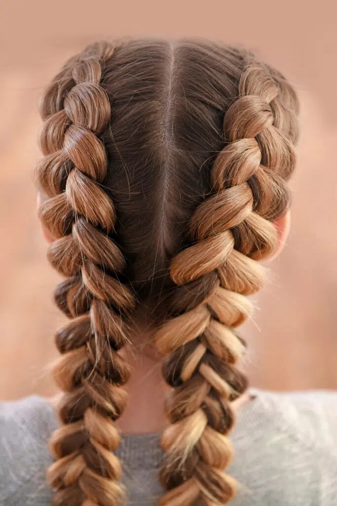 Mid-Back Dutch Braids Medium Brown Blonde — Trendy Cheer Hair