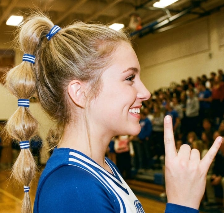Mid-Back Bubble Ponytail Blonde — Trendy Cheer Hair
