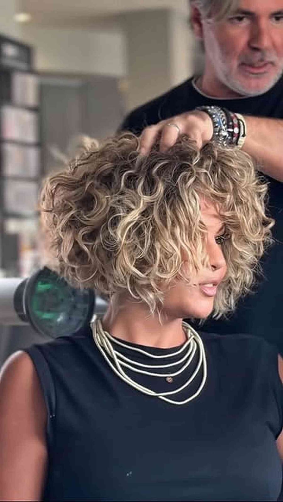 Voluminous Blonde Curly Bob — Trendy Chin Length Hair