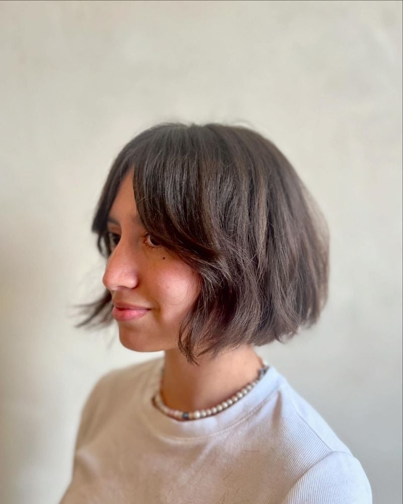 Shag Bob With Curtain Bangs, Wavy — Trendy Chin Length Hair