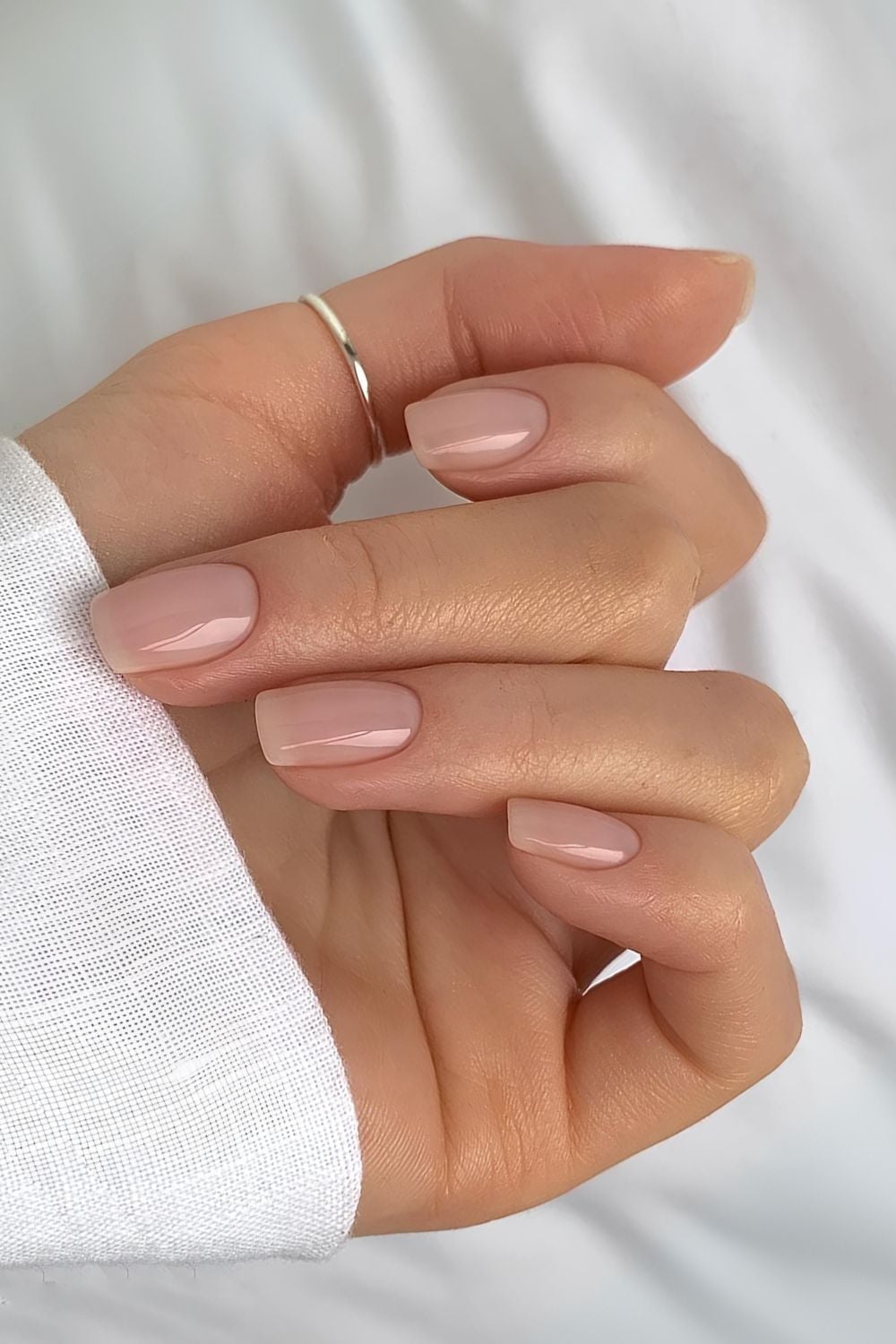 Sheer Milky Pink Short Square Nails — Trendy Clean Girl Nails