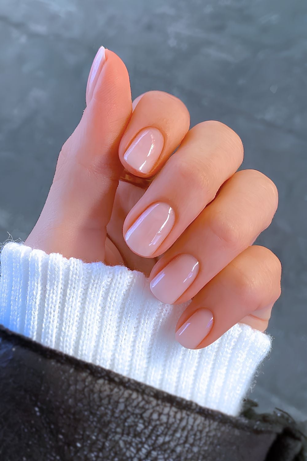 Milky Pink Nude Short Oval Glossy Nails — Trendy Clean Girl Nails