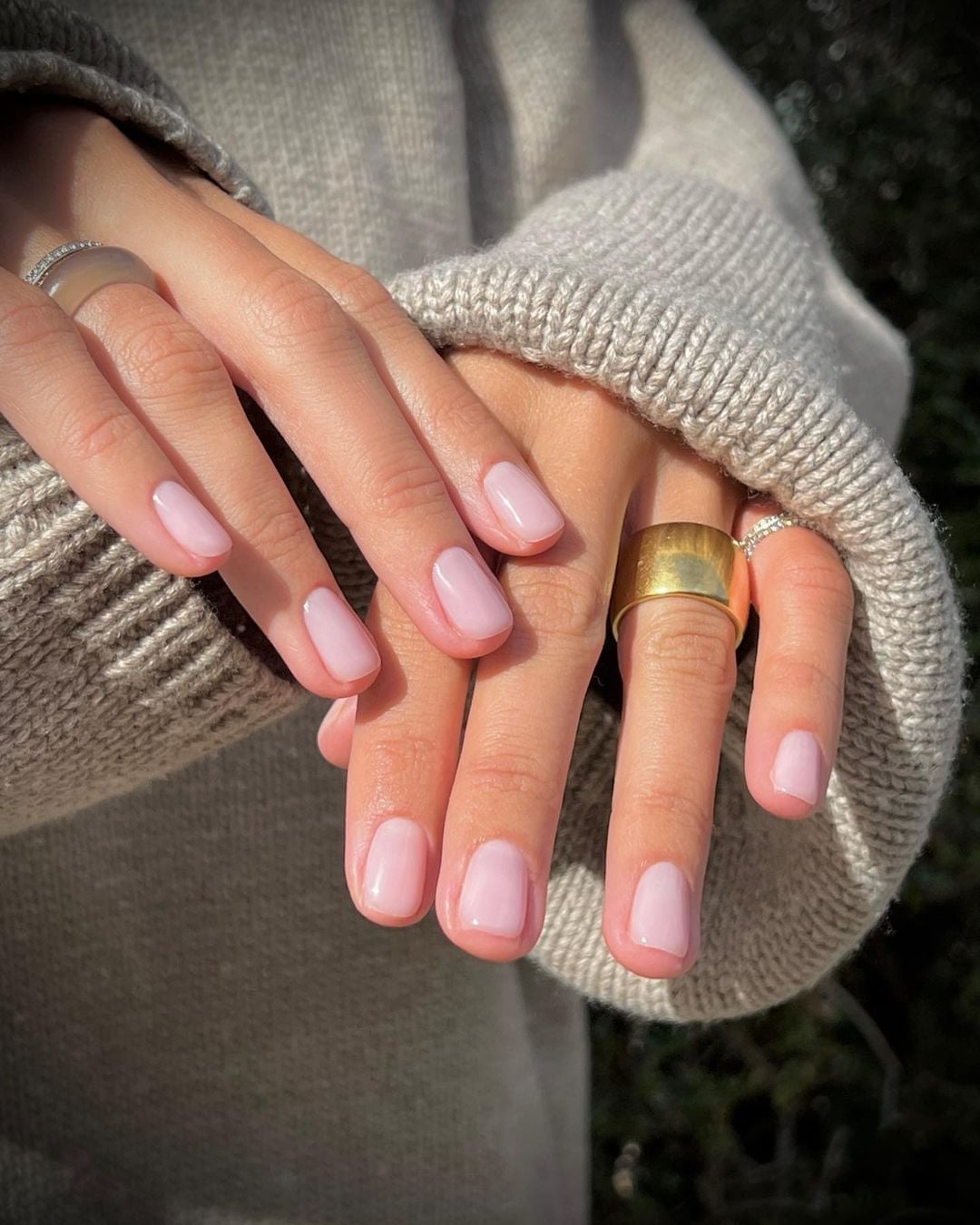 Sheer Soft Pink Short Almond Nails — Trendy Clean Girl Nails