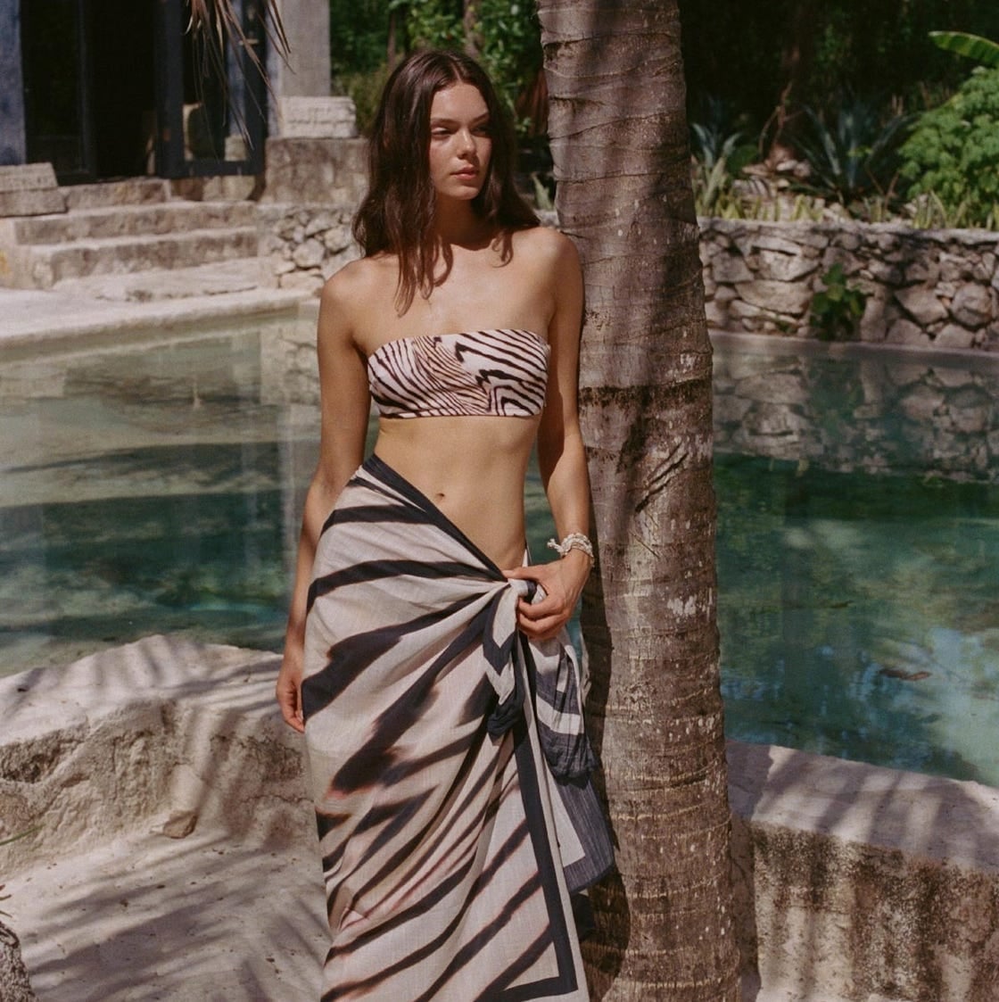 Neutral Animal Print Bandeau Top and Sarong Neutral Animal Print Bandeau Top and Sarong — Trendy Coastal Outfits