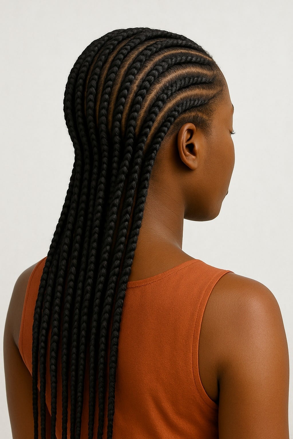 Mid-Back Straight Cornrows With Neat Pattern Mid-Back Straight Cornrows With Neat Pattern — Trendy Cornrows Braids for Black Women