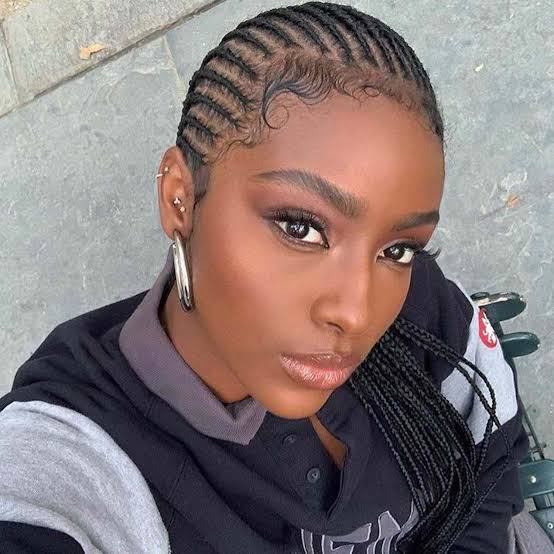 Mid-Back Wavy Cornrows With Swirling Patterns, Middle Mid-Back Wavy Cornrows With Swirling Patterns, Middle — Trendy Cornrows Braids for Black Women