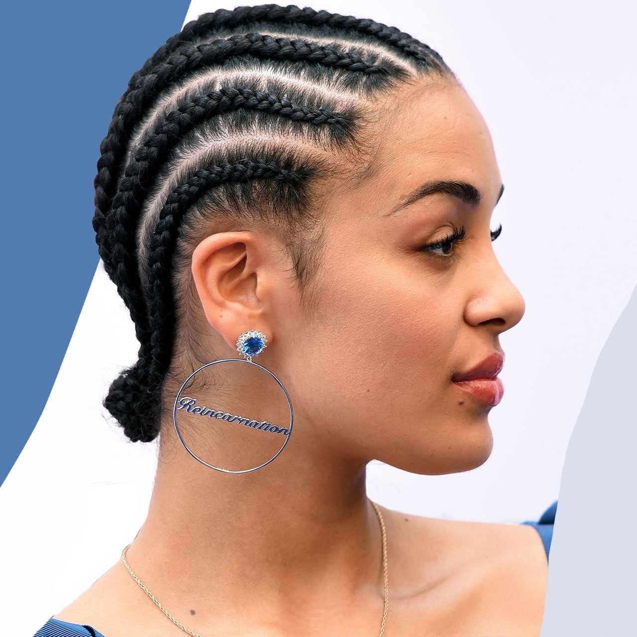 Shoulder Length Sleek Cornrows With Geometric Pattern, Straight Shoulder Length Sleek Cornrows With Geometric Pattern, Straight — Trendy Cornrows Braids for Black Women