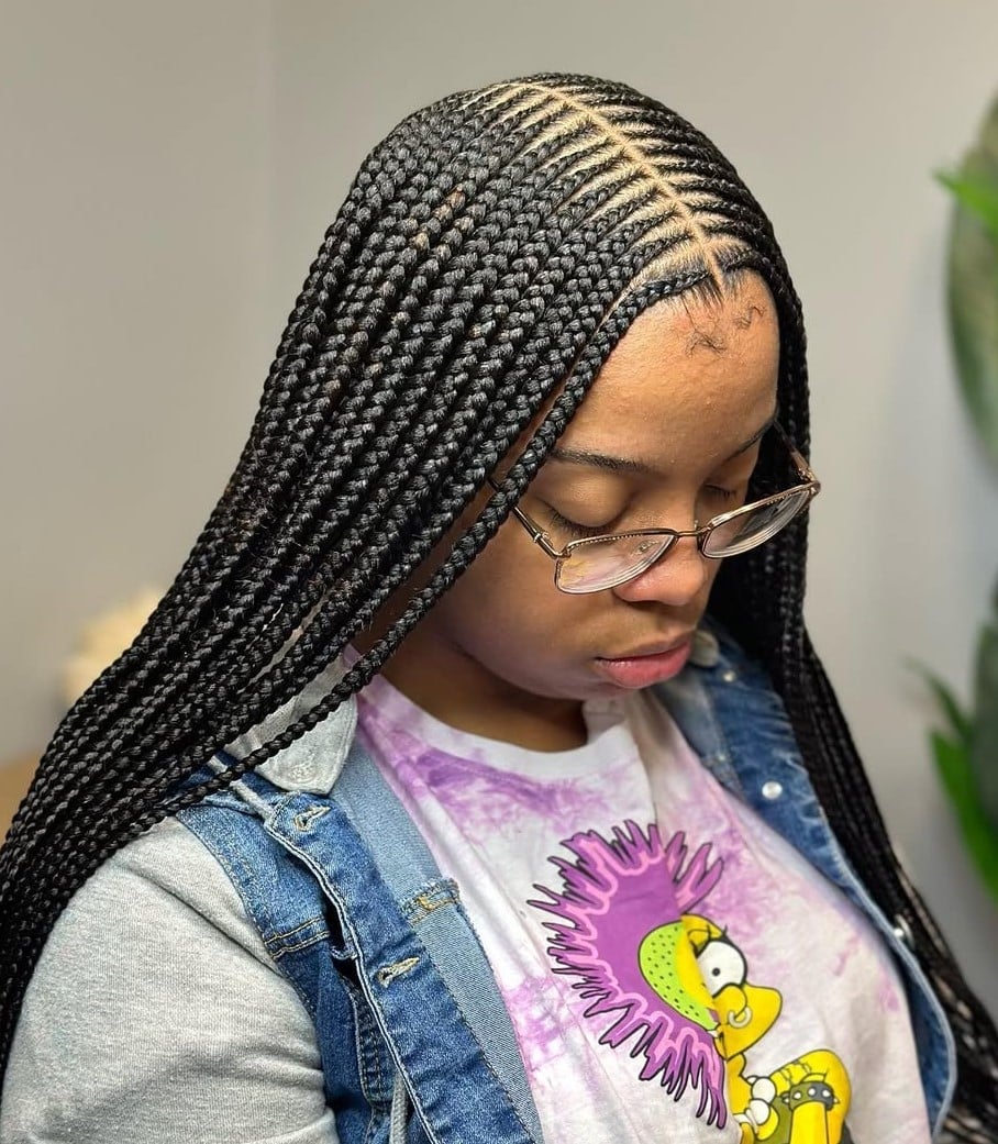 Sleek Black Cornrows To Mid-Back — Trendy Cornrows Hairstyles for Black Women