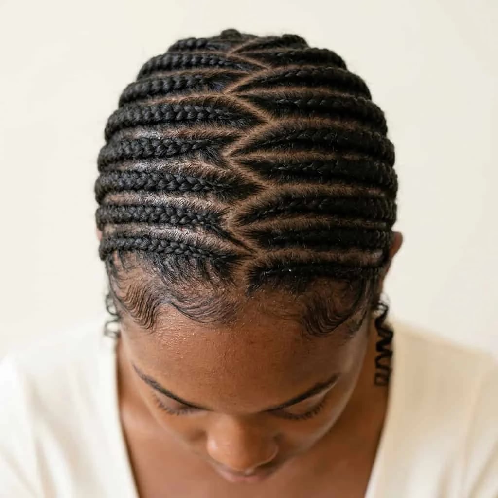 Cornrows With Zig-Zag Parting — Trendy Cornrows Hairstyles for Black Women