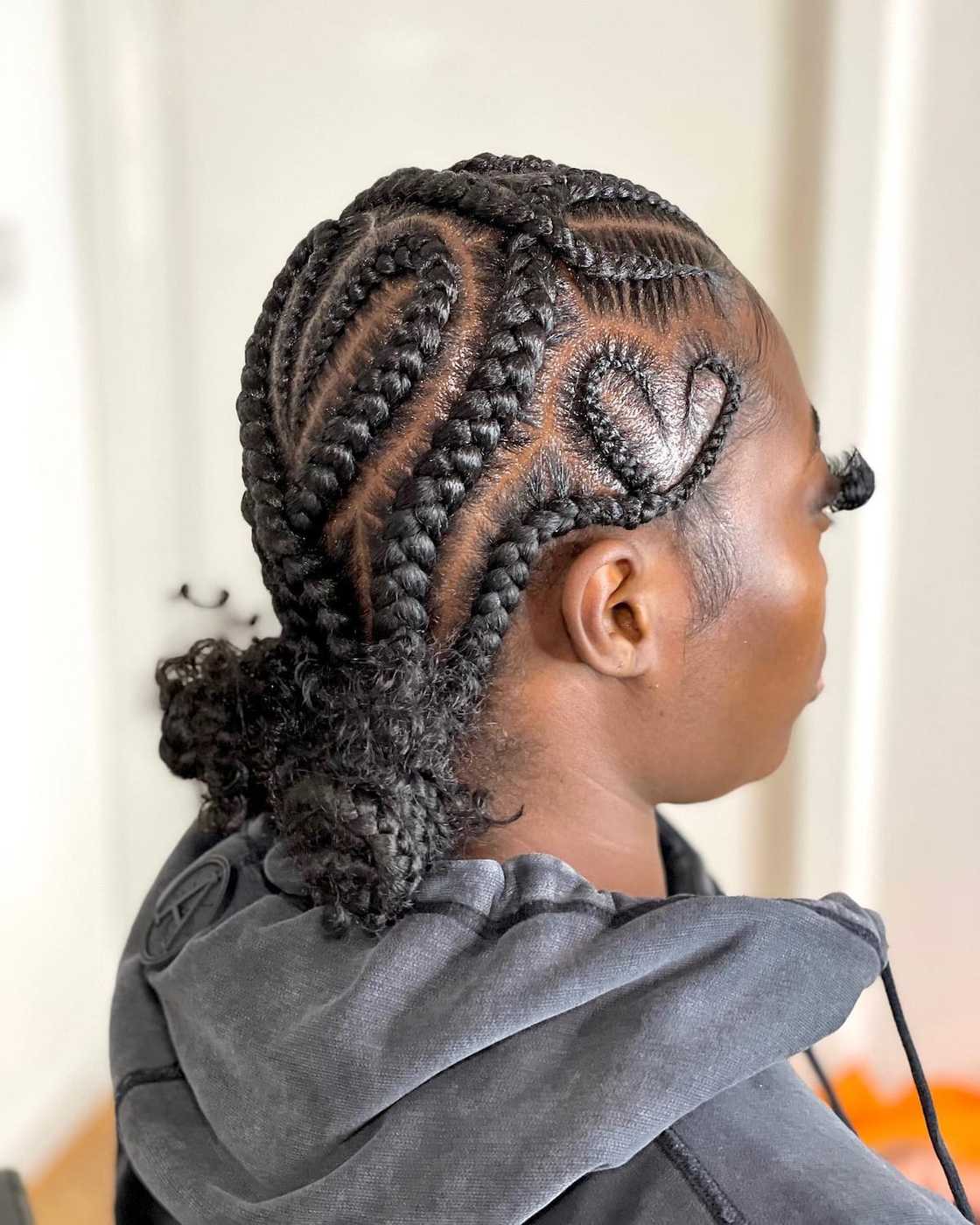 Cornrows Styled Into Heart Shapes — Trendy Cornrows Hairstyles for Black Women