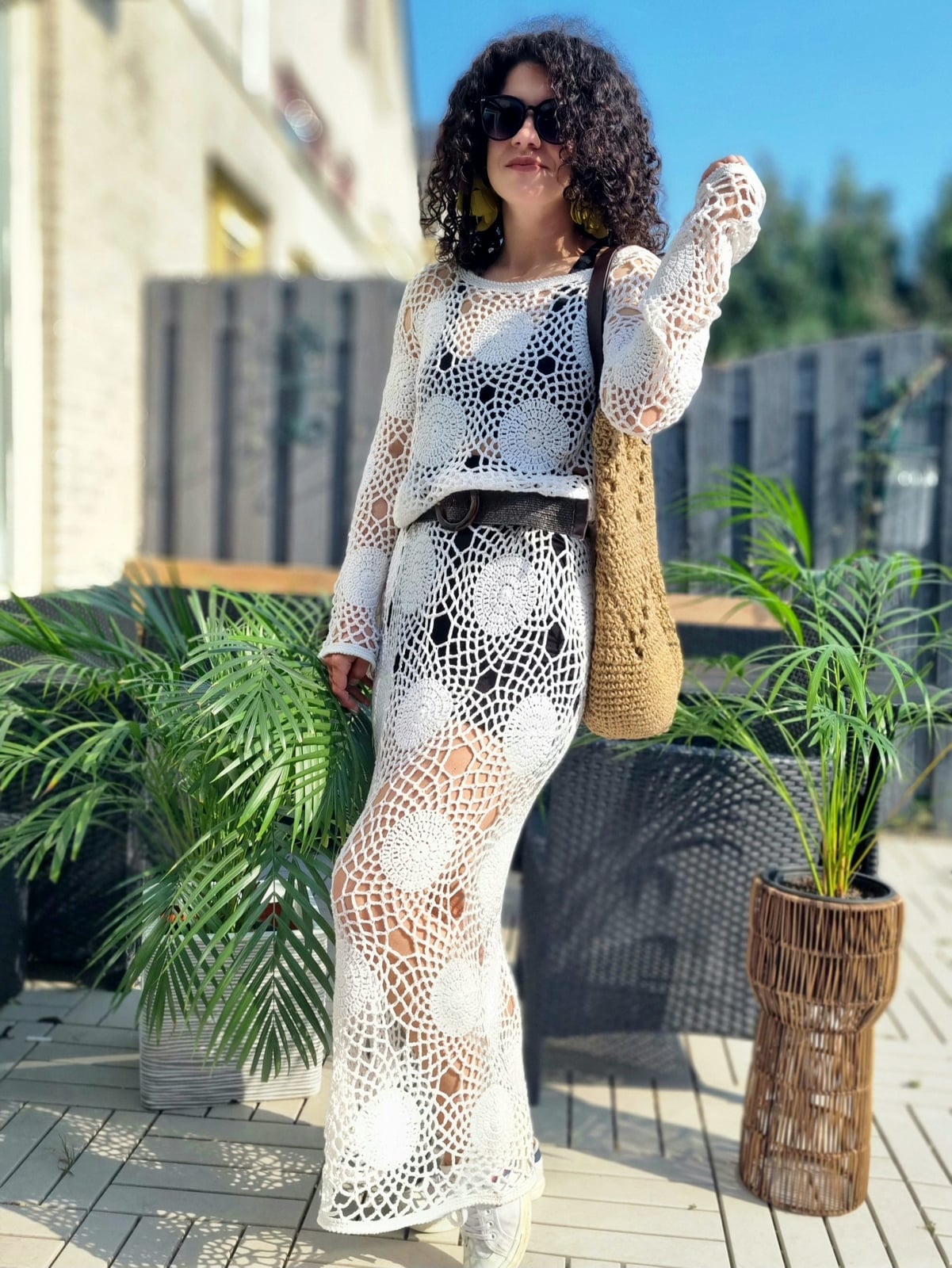 White Crochet Matching Set for Casual Days — Trendy Crochet Outfits