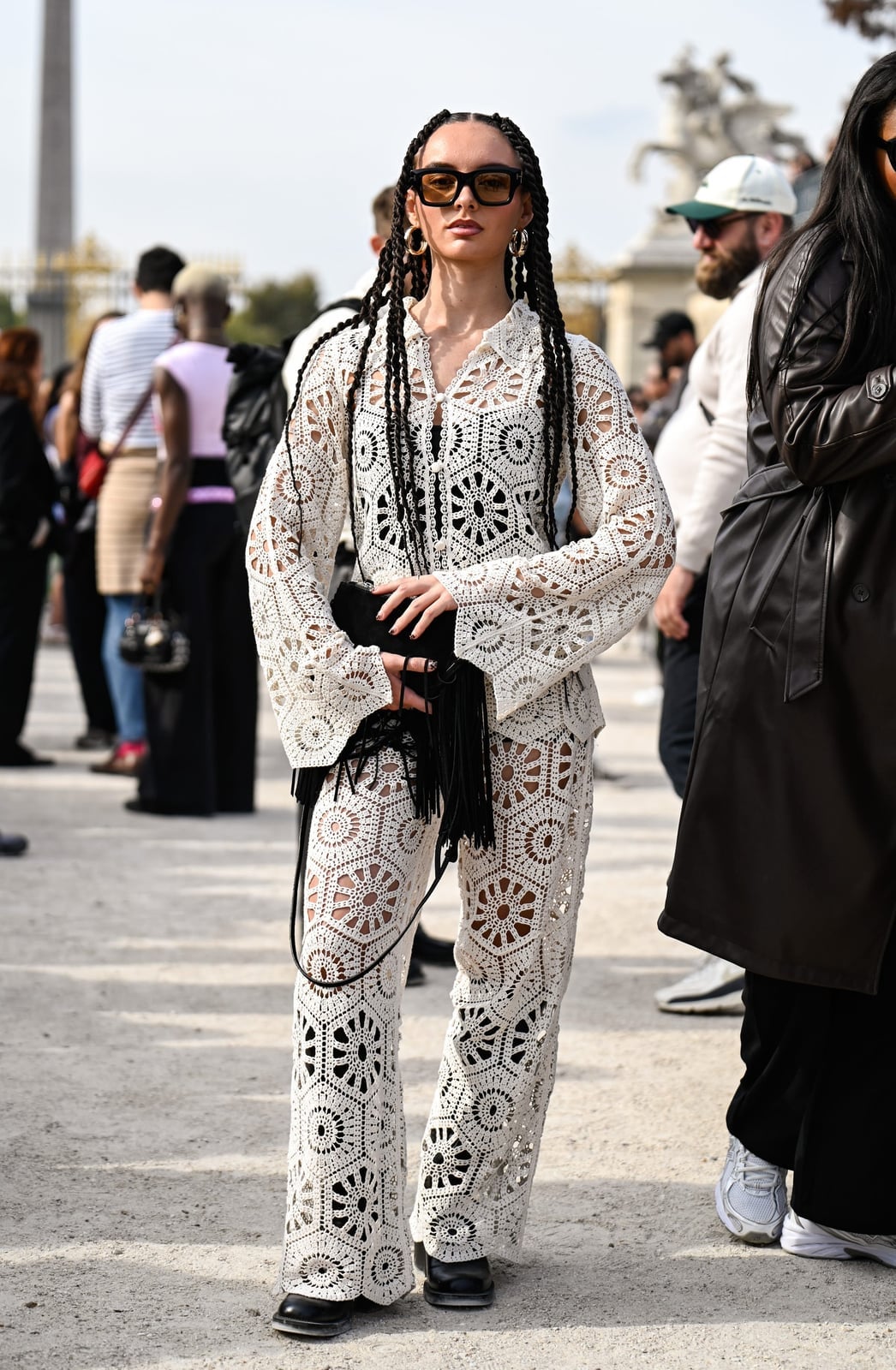 Chic White Crochet Set for Fashion Events — Trendy Crochet Outfits