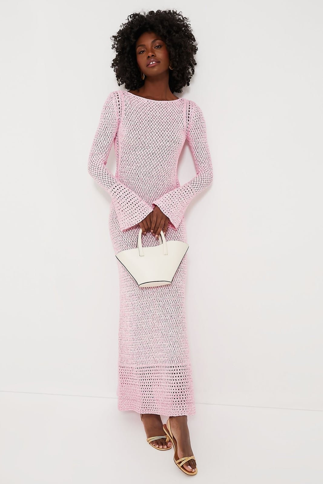 Pink Crochet Maxi Dress for Evening Elegance — Trendy Crochet Outfits