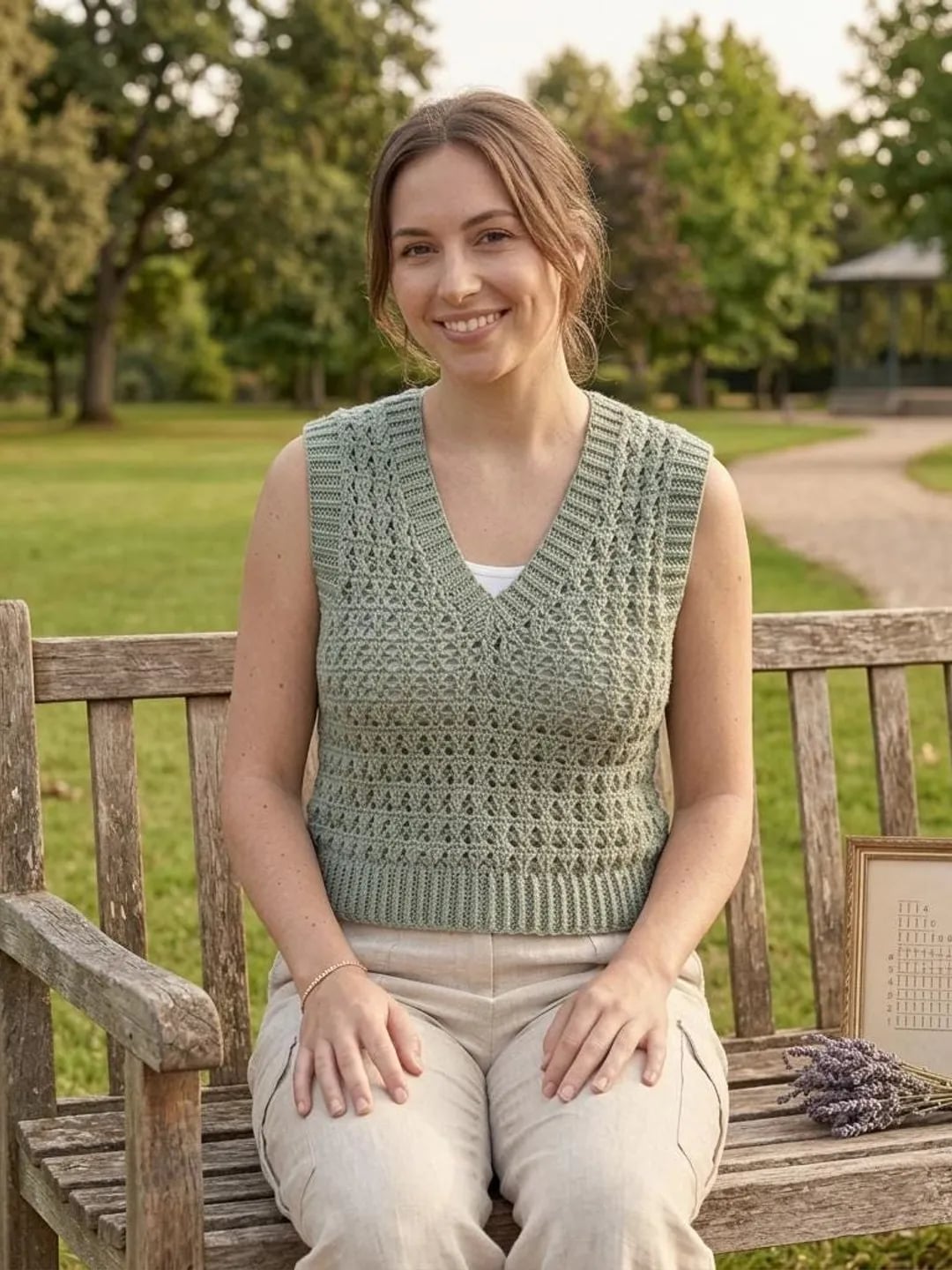 Sage Green Crochet Vest for Casual Layering — Trendy Crochet Outfits