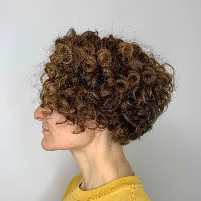 Chin Length Stacked Bob With Curtain Bangs, Everyday Version Chin Length Stacked Bob With Curtain Bangs, Everyday Version — Trendy Curly Hair Natural