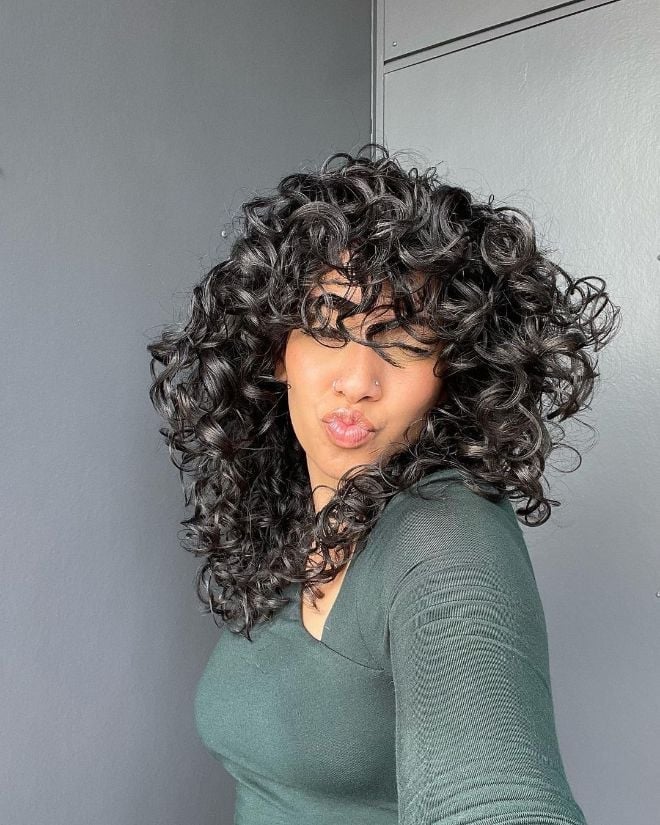 Shoulder Length Layers With Full Fringe Shoulder Length Layers With Full Fringe — Trendy Curly Hair Natural