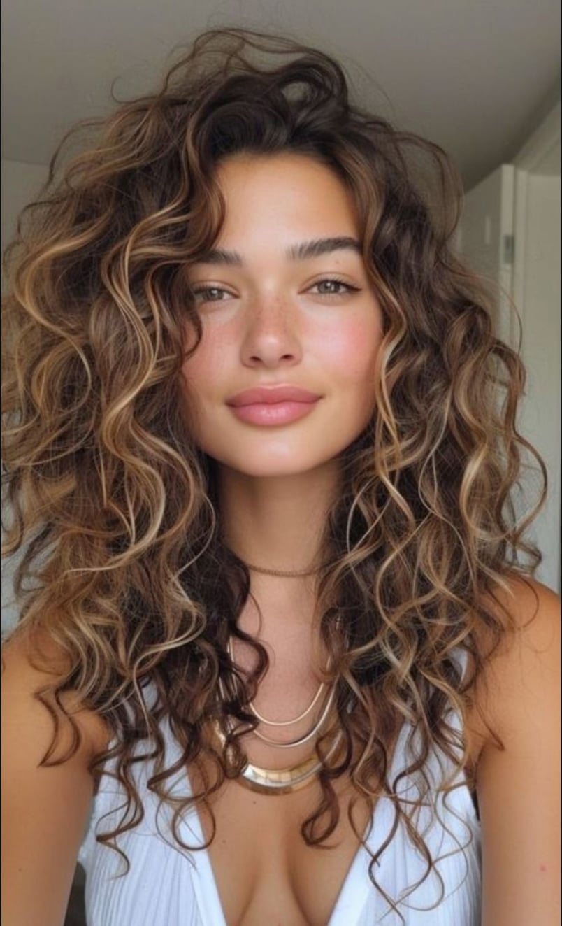 Mid-Back Length Layers With Balayage Highlights and Air Dried Mid-Back Length Layers With Balayage Highlights and Air Dried — Trendy Curly Hair Natural