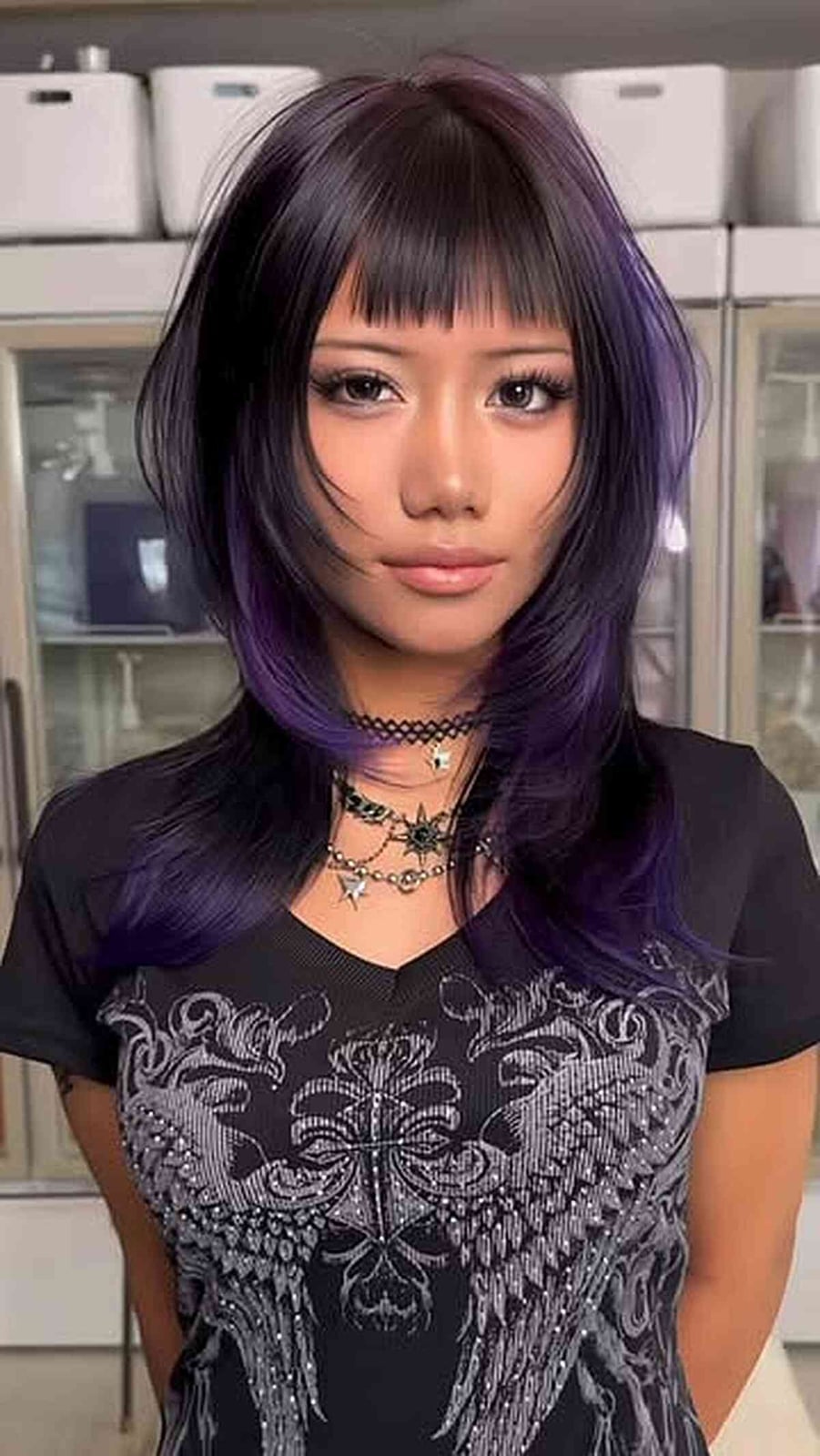 Shoulder Length Layered Lob With Soft Curtain Bangs Shoulder Length Layered Lob With Soft Curtain Bangs — Trendy Cutting Bangs
