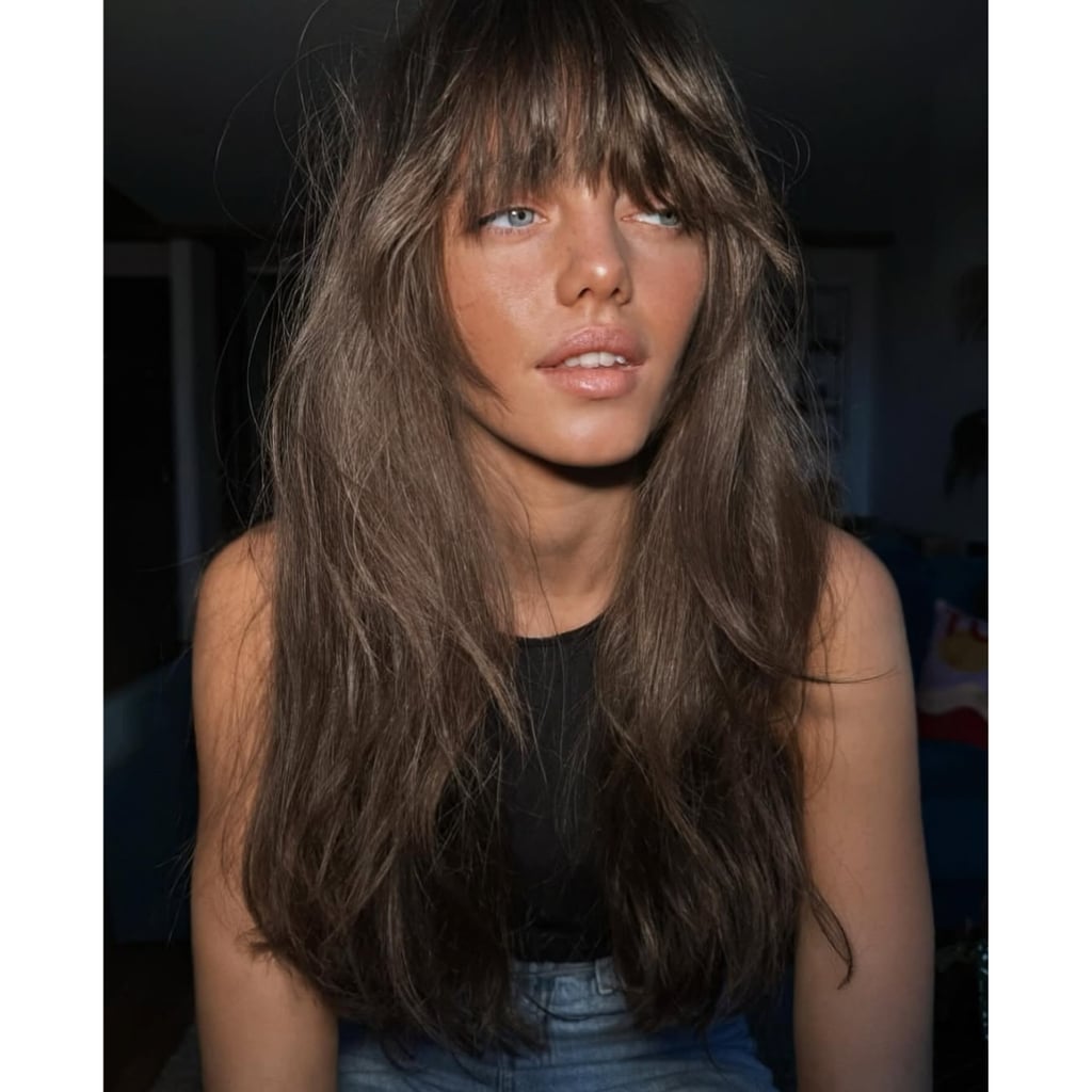 Mid-Back Long Layers With Wispy Bangs Mid-Back Long Layers With Wispy Bangs — Trendy Cutting Bangs