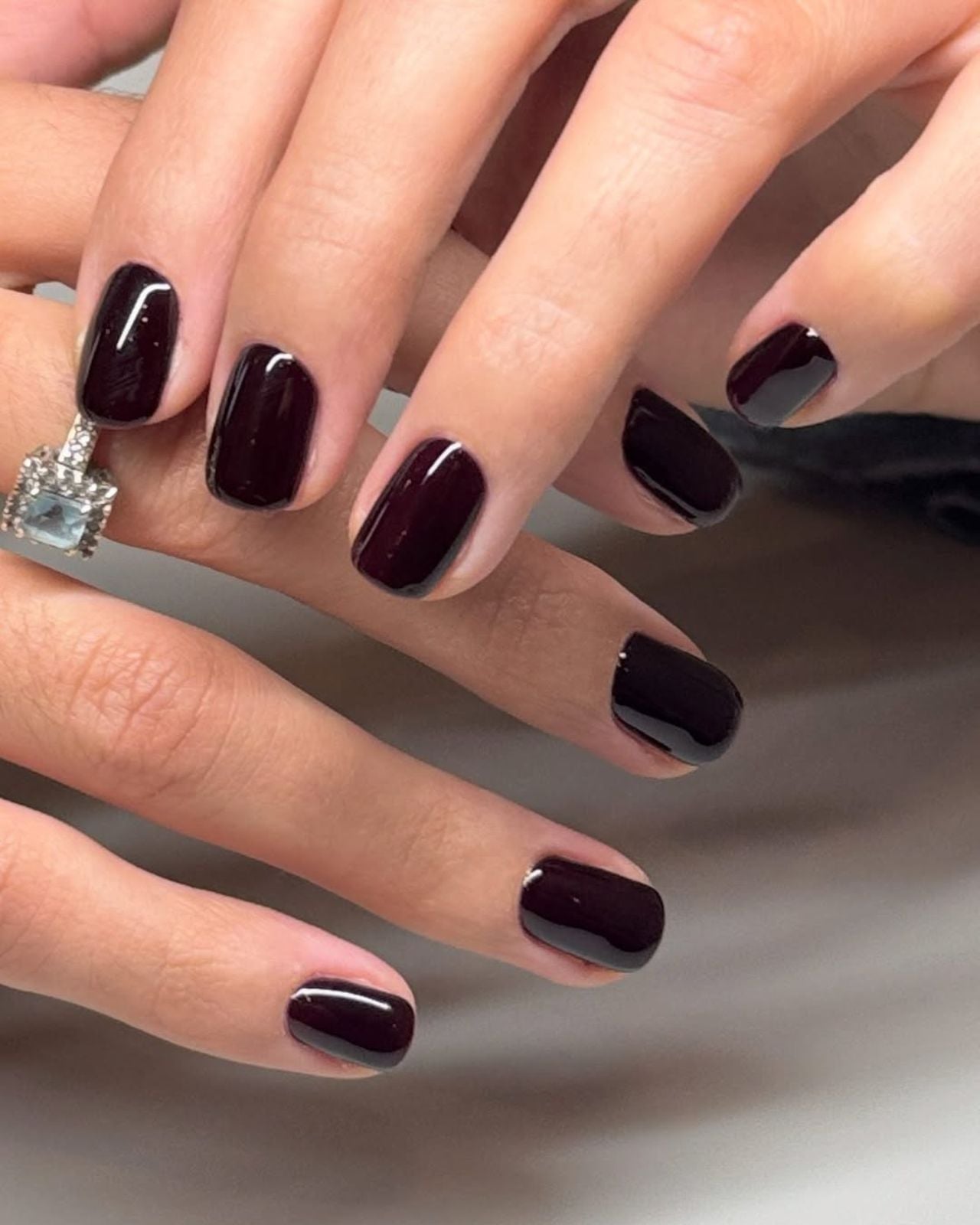 High Gloss Dark Burgundy Squoval Nails High Gloss Dark Burgundy Squoval Nails — Trendy Dark Nails