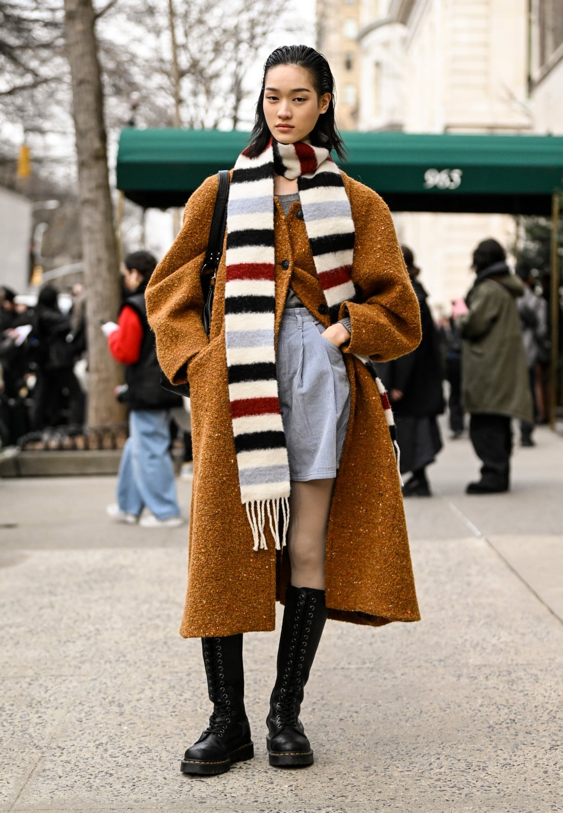 Burgundy Doc Martens With Black Leather Mini Skirt — Trendy Doc Martens Outfits