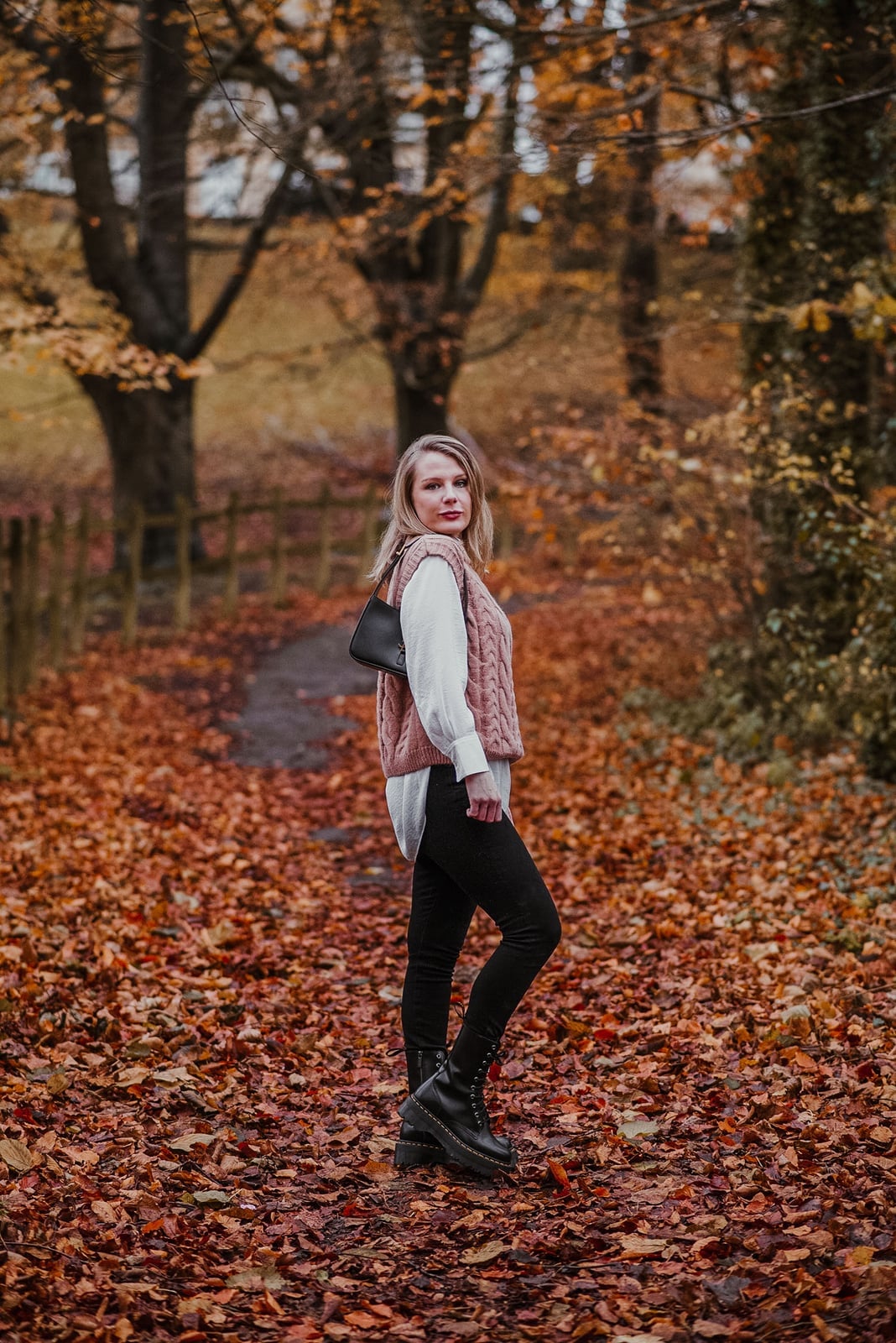 Chunky Platform Boots With Knit Vest And Trousers — Trendy Doc Martens Outfits