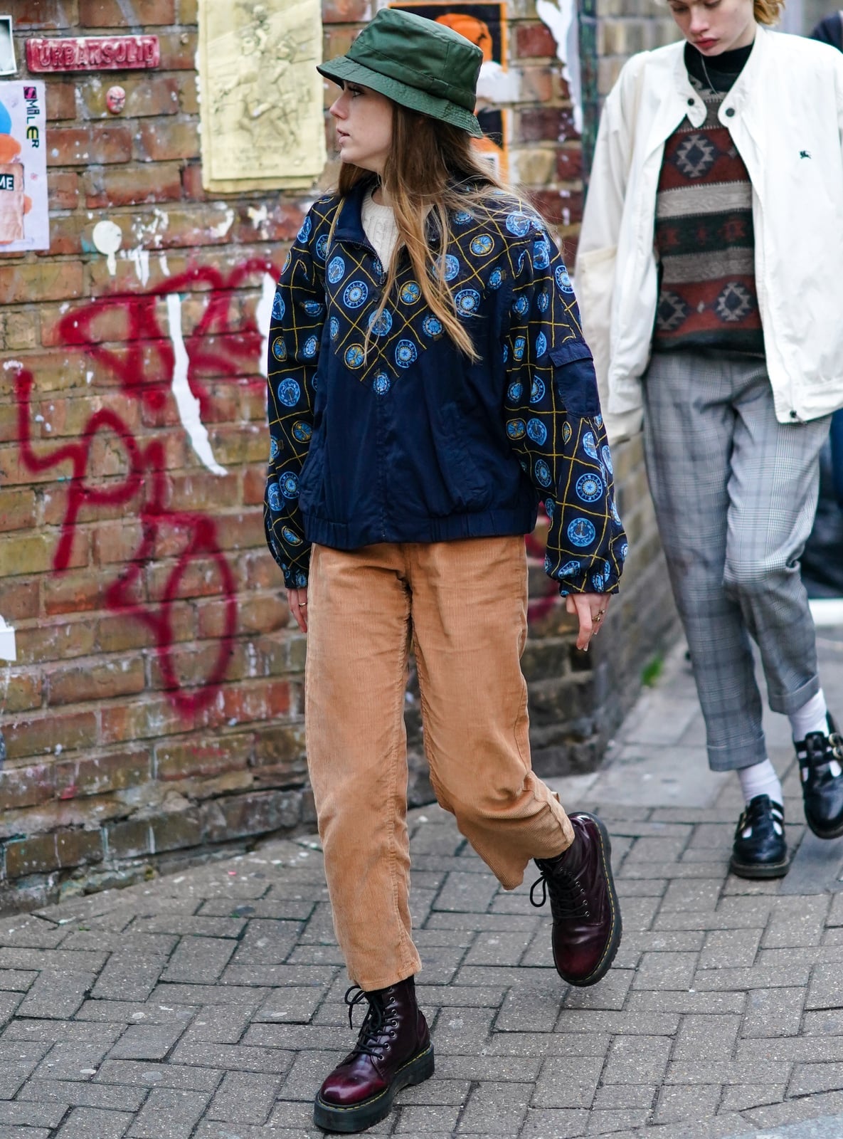 Burgundy Platform Boots With Corduroy Trousers — Trendy Doc Martens Outfits