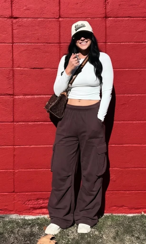 Long-sleeve Crop Top and Oversized Cargo Pants Long-sleeve Crop Top and Oversized Cargo Pants — Trendy Downtown Girl Outfits