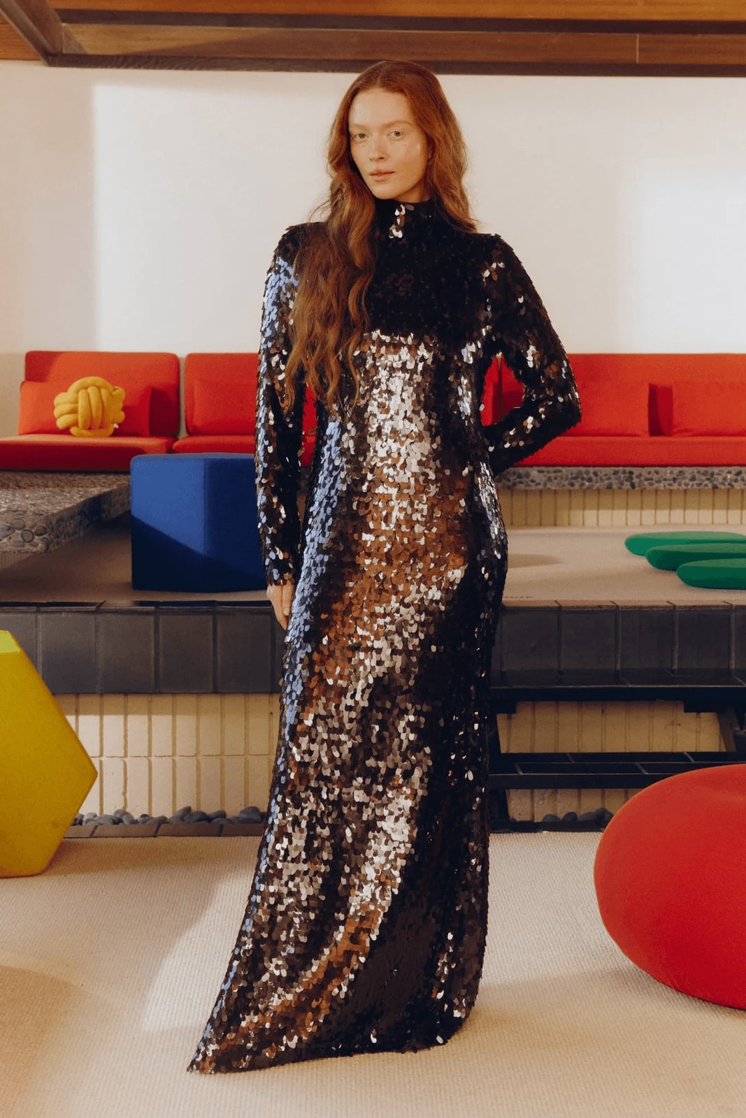 Black Sequined Maxi Dress with High Neckline — Trendy Dress As Your Type