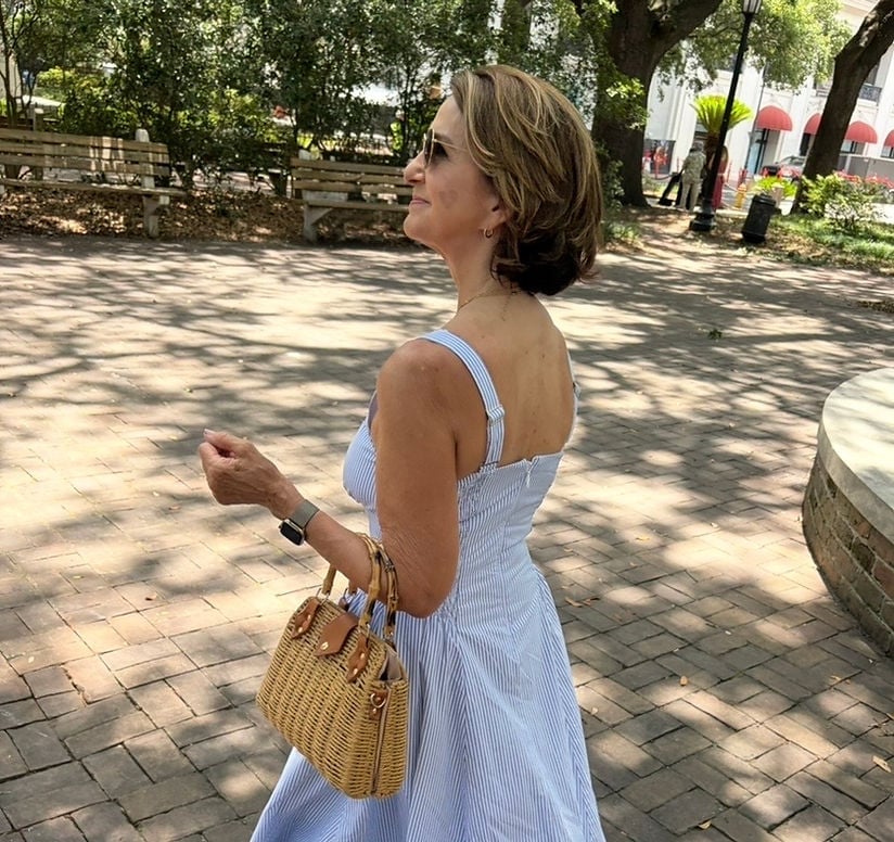 Blue and White Striped Midi Dress — Trendy Dress As Your Type