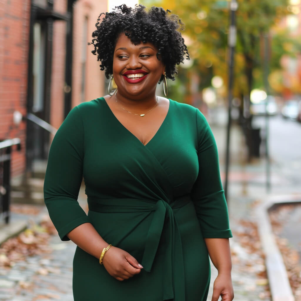 Dark Green Wrap Dress with Tie Waist — Trendy Dress As Your Type
