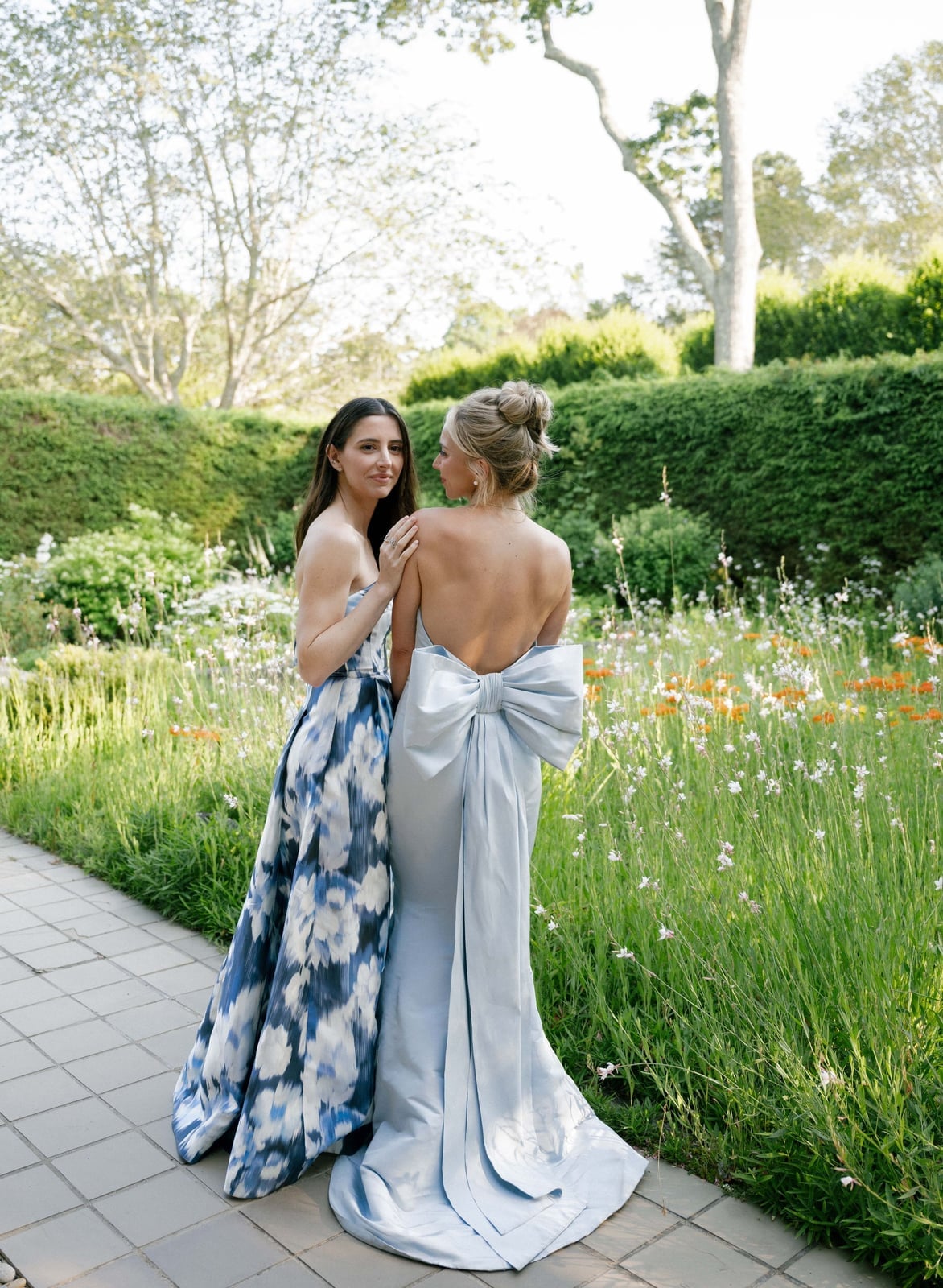 Light Blue Backless Ballgown with Oversized Bow Light Blue Backless Ballgown with Oversized Bow — Trendy Dress for Wedding Guest