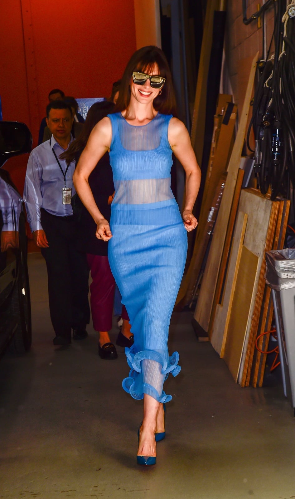 Bright Blue Sheer Ribbed Midi Dress Bright Blue Sheer Ribbed Midi Dress — Trendy Dress Like a Celebrity