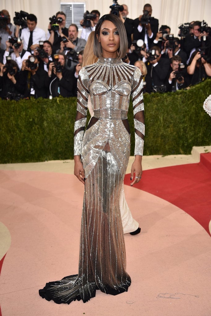Striking Silver Metallic Dress With Sheer Sleeves Striking Silver Metallic Dress With Sheer Sleeves — Trendy Dress Like a Celebrity