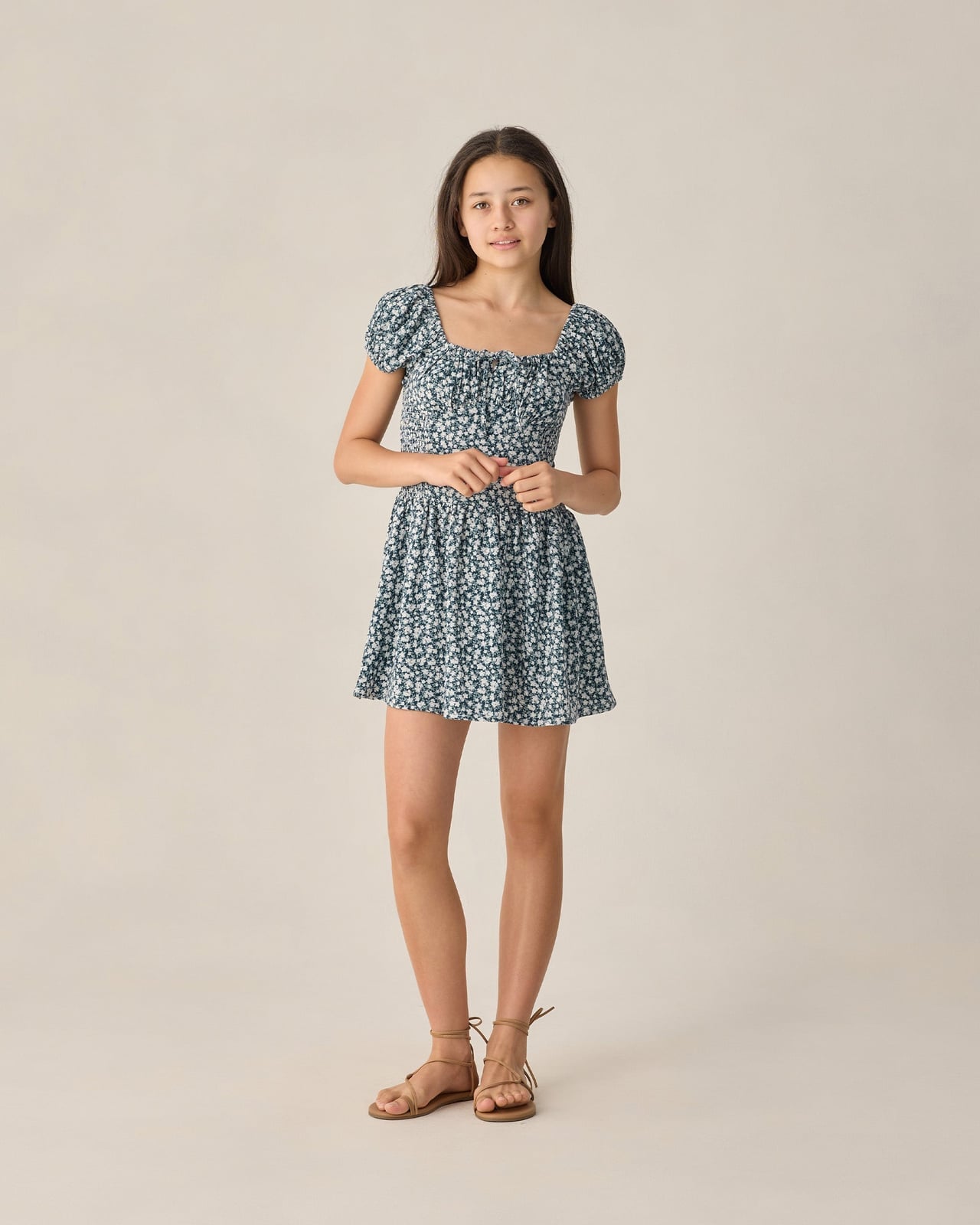 Blue Floral Print Puff Sleeve Mini Dress Blue Floral Print Puff Sleeve Mini Dress — Trendy Dresses for Teens