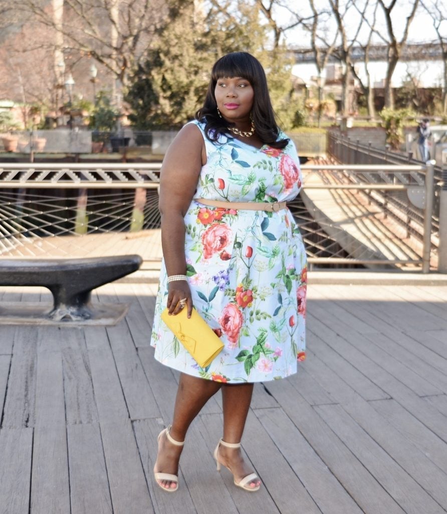 Light Blue Floral Print Fit-and-Flare Dress Light Blue Floral Print Fit-and-Flare Dress — Trendy Engagement Photos Outfits