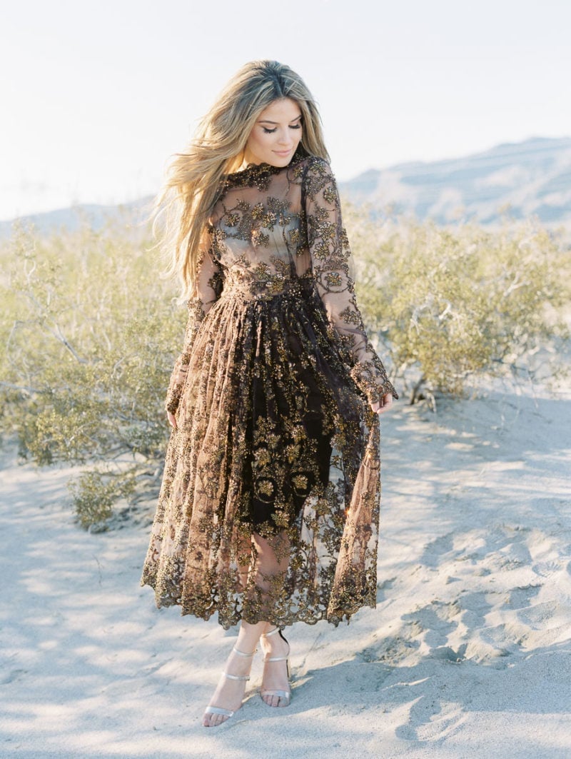 Sheer Embroidered Midi Dress in Desert Landscape Sheer Embroidered Midi Dress in Desert Landscape — Trendy Engagement Photos Outfits