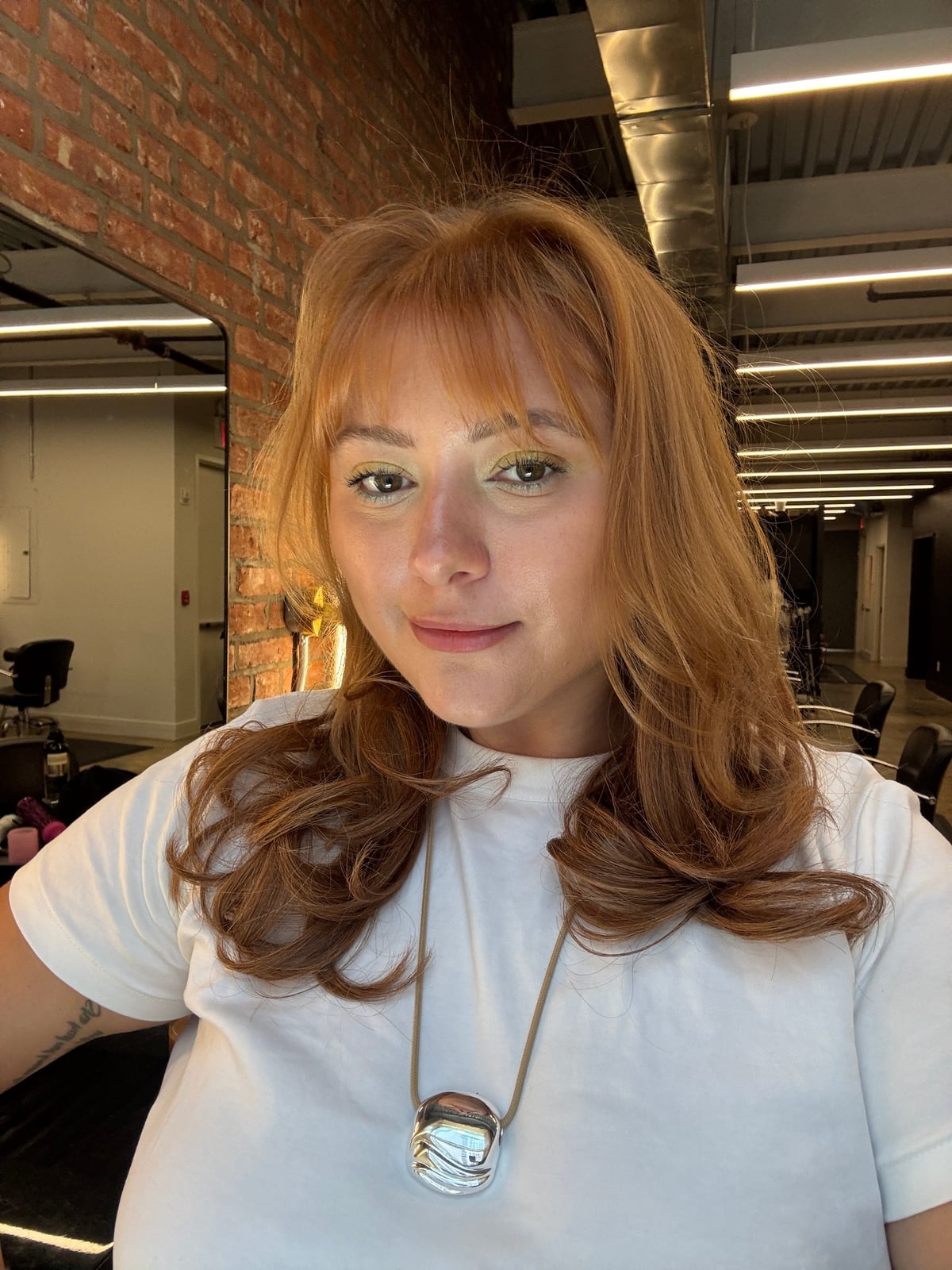 Collarbone Copper Hair With Curtain Bangs, Wavy Collarbone Copper Hair With Curtain Bangs, Wavy — Trendy Extensions Hair