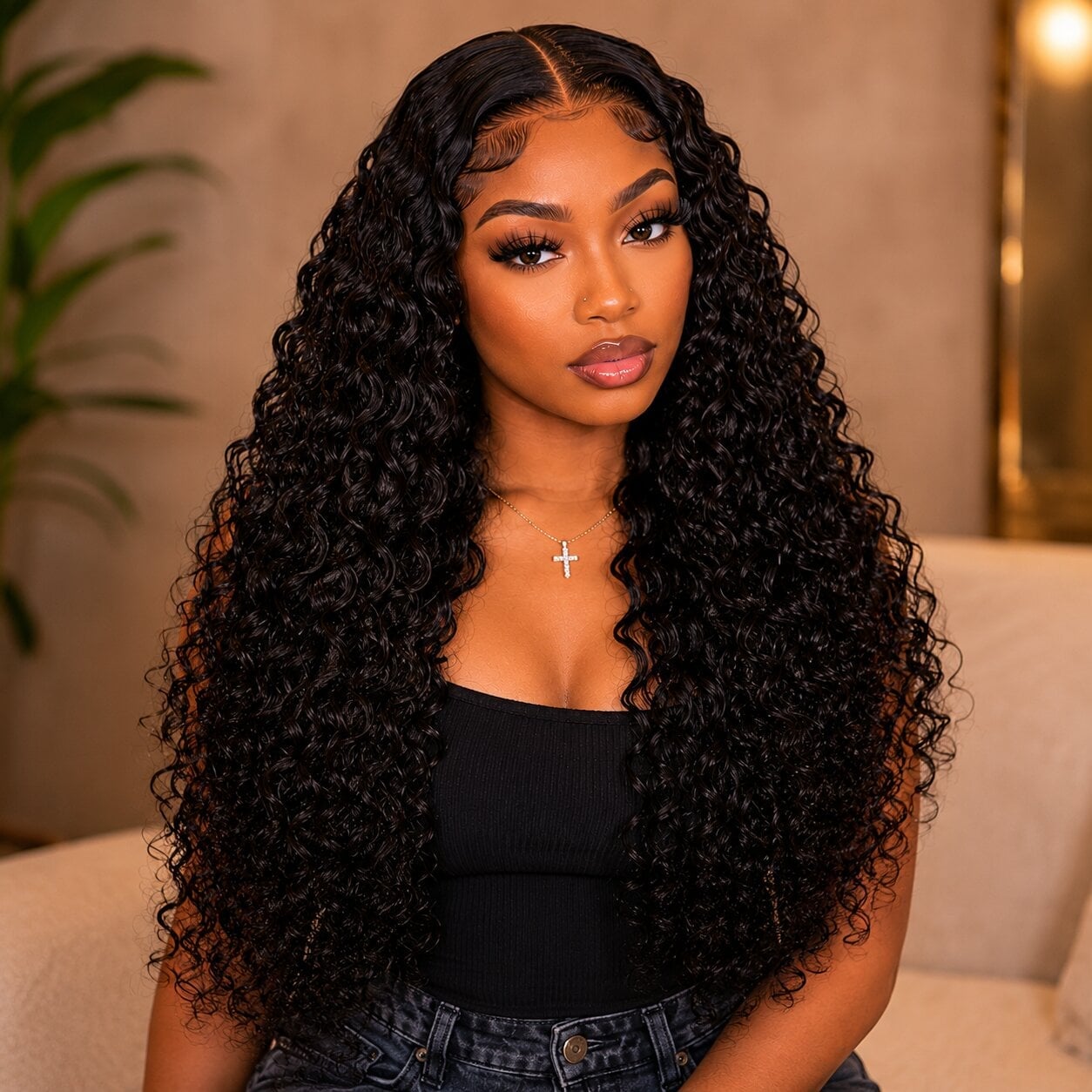 Mid-Back Dark Brown Curly Hair Mid-Back Dark Brown Curly Hair — Trendy Extensions Hair