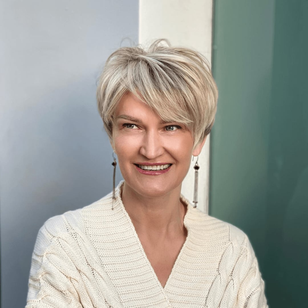 Asymmetrical Ash Blonde Pixie Asymmetrical Ash Blonde Pixie — Trendy Fine Hair