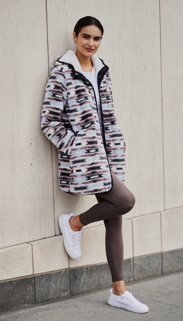 Geometric Fleece Coat with Leggings Geometric Fleece Coat with Leggings — Trendy Fleece Outfits