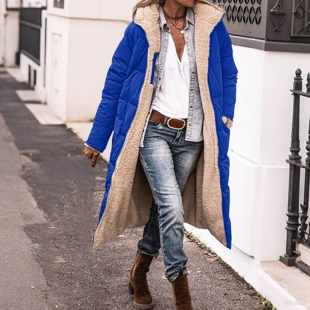Fleece-Lined Puffer Coat with Denim Fleece-Lined Puffer Coat with Denim — Trendy Fleece Outfits