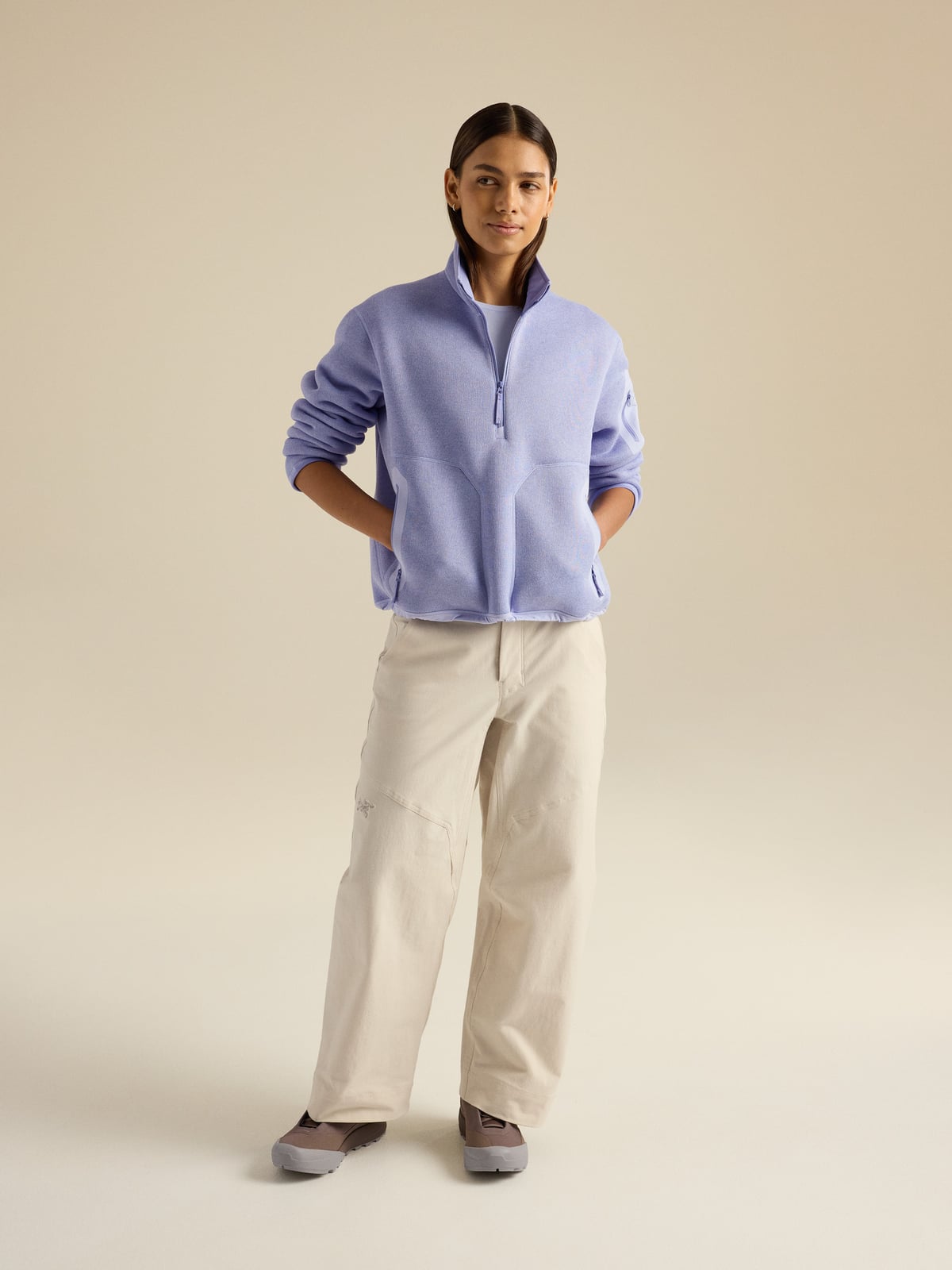Lilac Fleece Half-Zip with Wide-Leg Trousers Lilac Fleece Half-Zip with Wide-Leg Trousers — Trendy Fleece Outfits