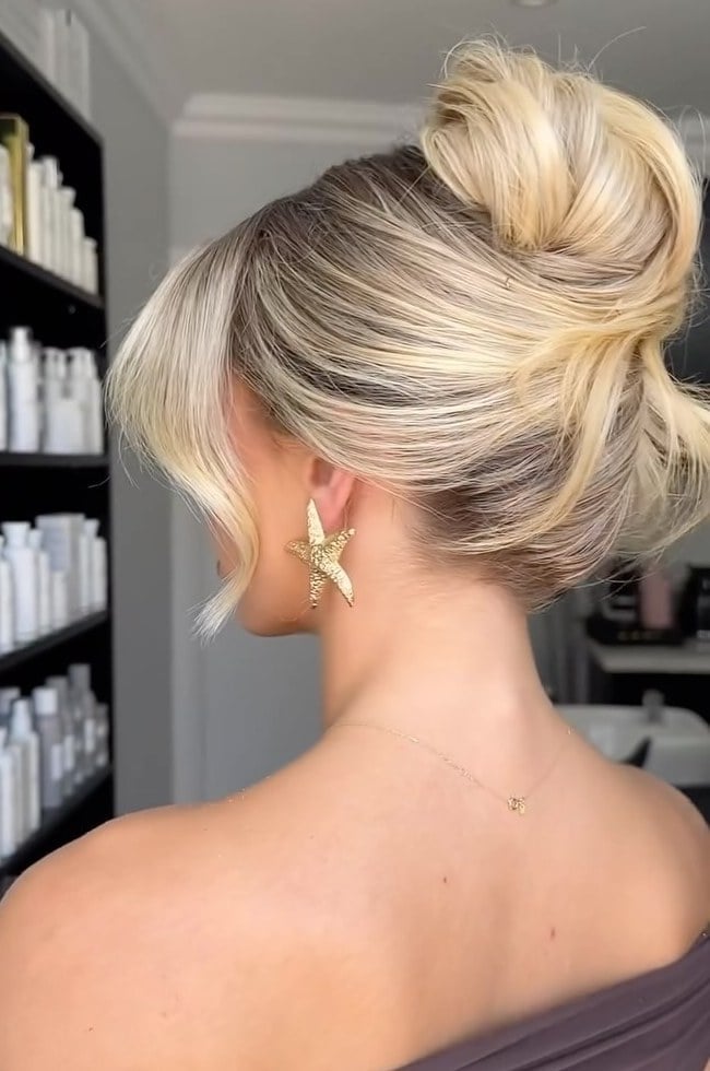 Light Blonde Updo With Crown Volume Light Blonde Updo With Crown Volume — Trendy Formal Updos