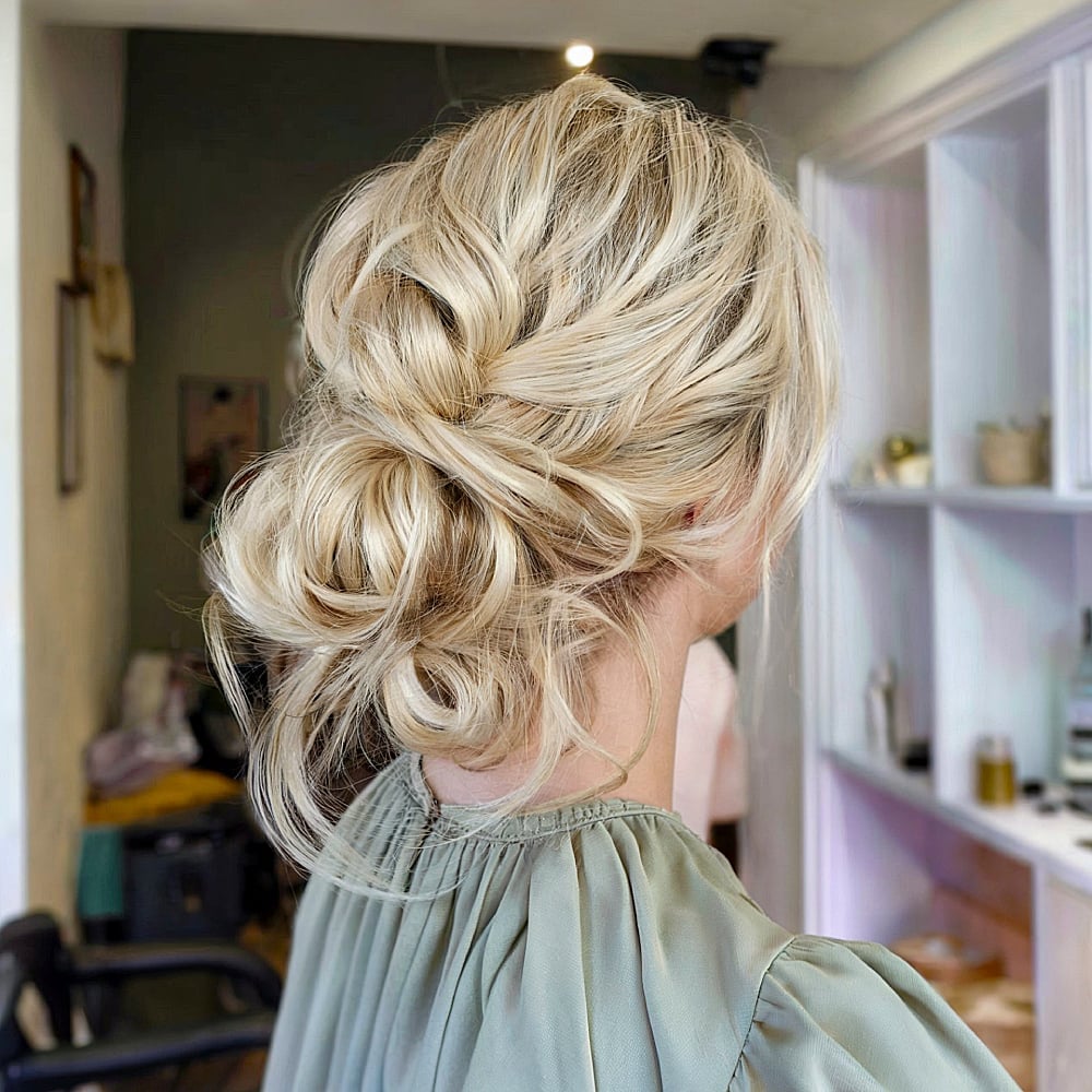 Blonde Updo With Soft Volume And Curls Blonde Updo With Soft Volume And Curls — Trendy Formal Updos