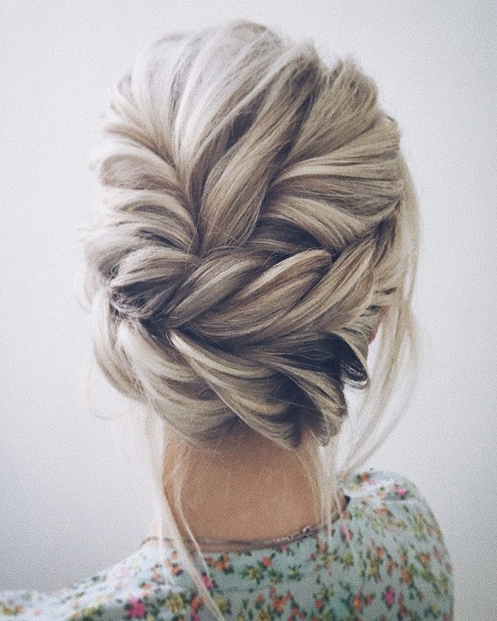 Ash Blonde Braided Updo, Mid-Back Ash Blonde Braided Updo, Mid-Back — Trendy Formal Updos